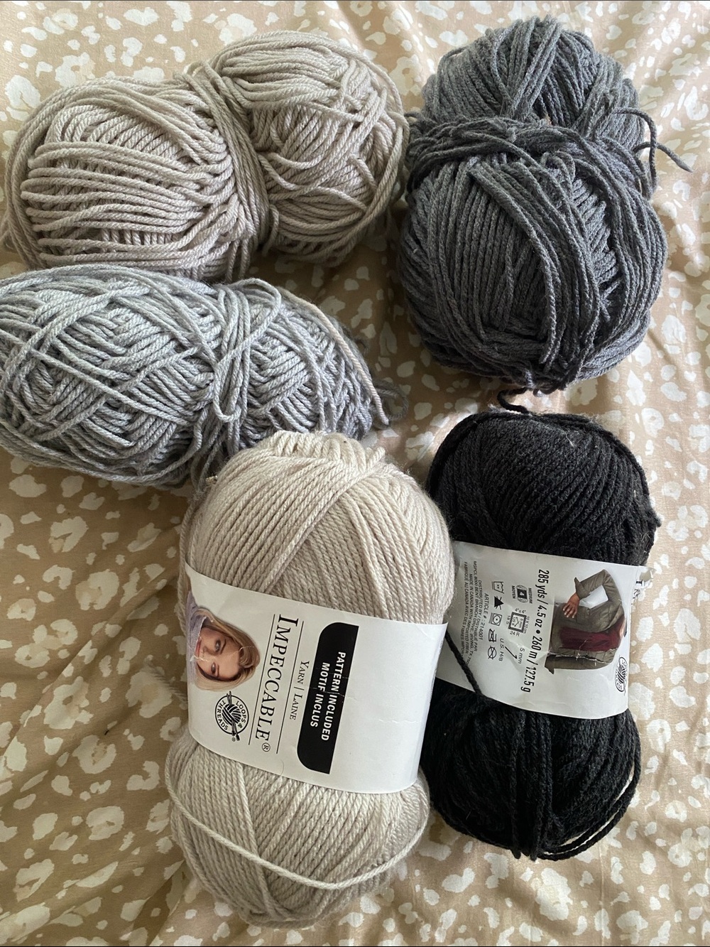 Impeccable Neutral Yarn Bundle - Beige, Light Gray, Charcoal, Black